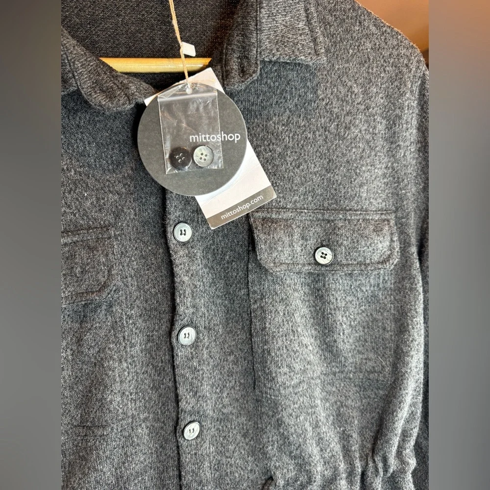 NWT MITTOSHOP Gray Button-Up Long Sleeve Shirt Dress